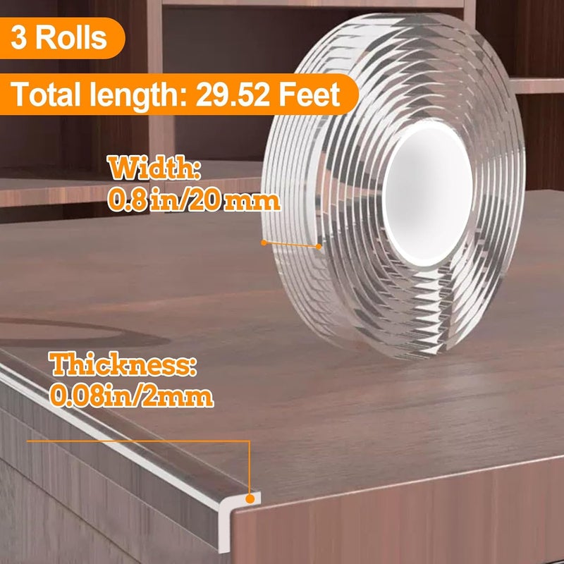 CHENYA 0.8 in x 9.84 FT,3 Pack Clear Soft Corner Protectors for Furniture Strip,Sharp Edge & Table Bumper,Window Edge,Wall Protector, Soft Corner Guards Safe for Proof,Table Corner Protectors in Family - Image 2
